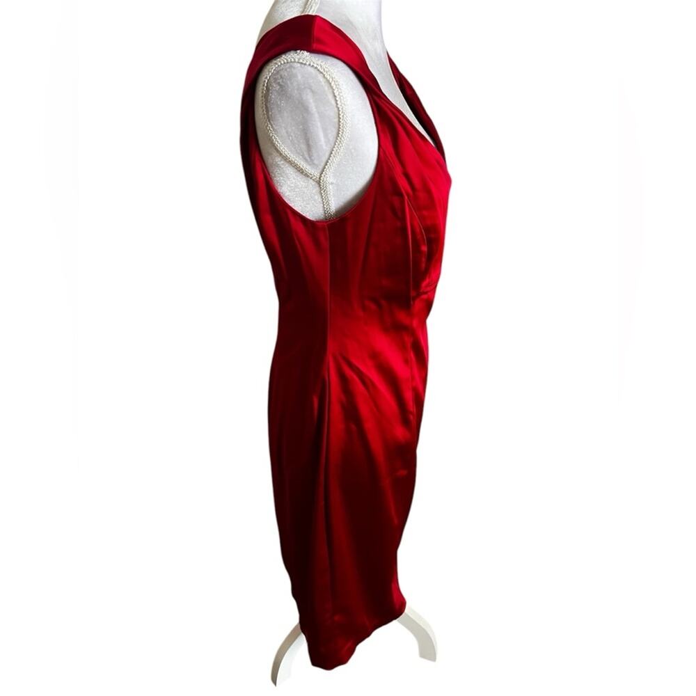 Calvin Klein NWT Red Satin Bombshell Midi Dress Size 8 formal cocktail party - Picture 3 of 6